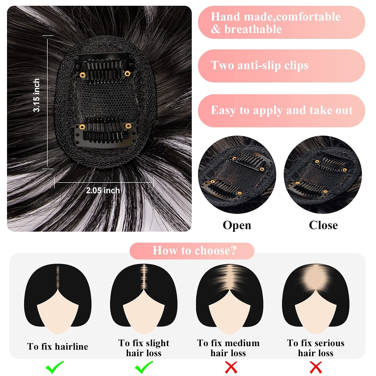 1PC Women's Girls' Wigs Natural Fringe Front Neat Straight Temple True Hair Clip Slender Straight Air Extension Bangs the Everyday Top Hair Accessory for Women with Thin Hair Natural 2026 - $6.99 –P13