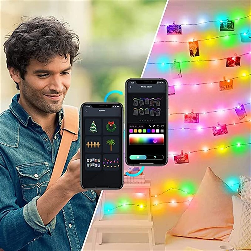 Christmas Tree Decoration Lights LED String Lamp Bluetooth App Remote  Control US