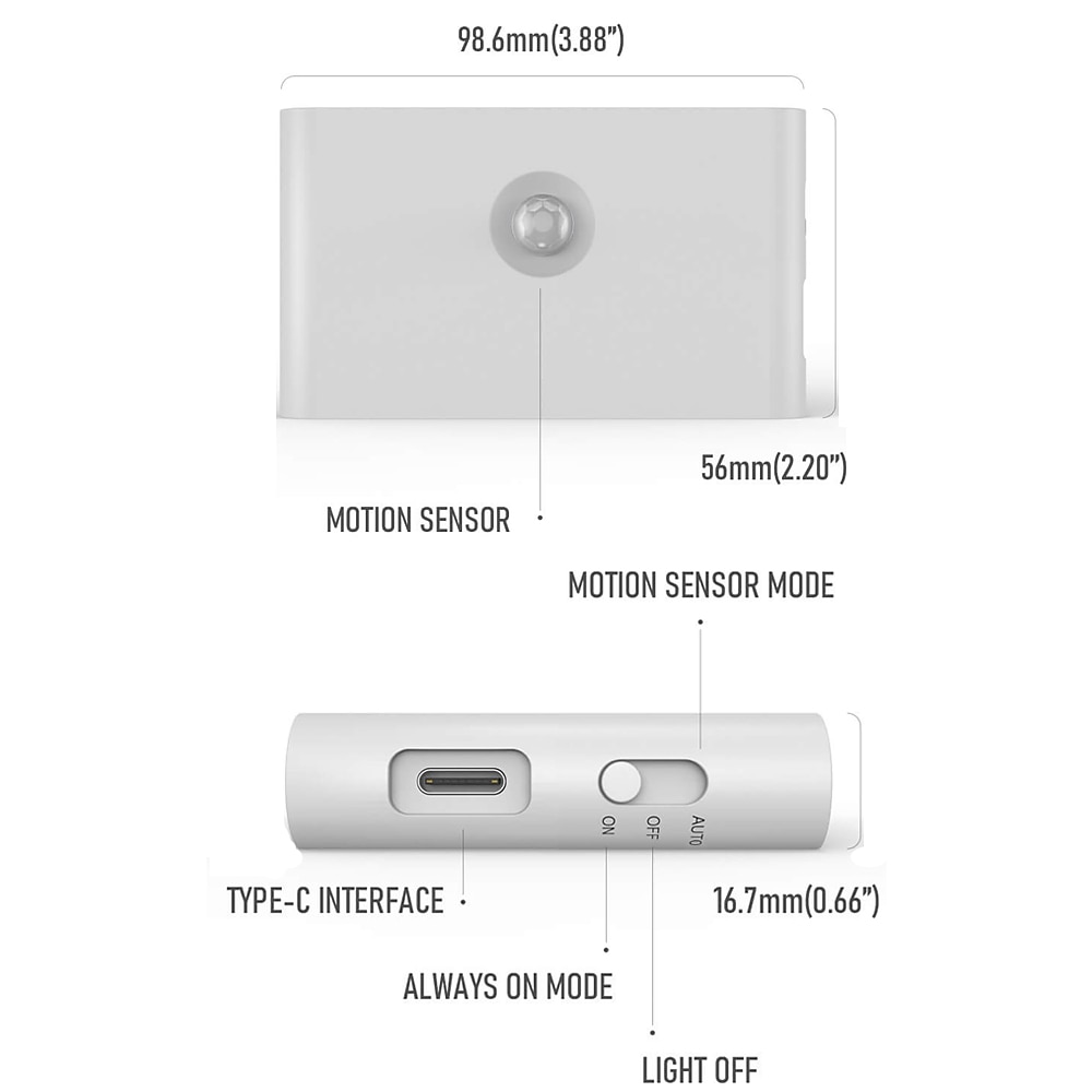 led nachtverlichting bewegingssensor usb oplaadbare koppeling inductie draadloos nachtlampje keukenkast gang nachtlampje voor slaapkamer thuis trap doorgang verlichting 2025 - $10.99 -P5