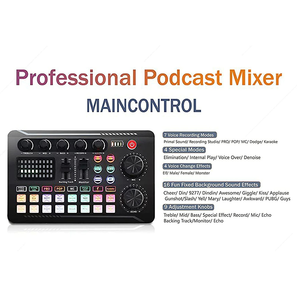 Professional Audio Mixer, Live Sound Card and Audio Interface with DJ Mixer Effects and Voice Changer,Podcast Production Studio Equipment, Prefect for Streaming/Podcasting/Gaming 2025 - $51.99 –P16