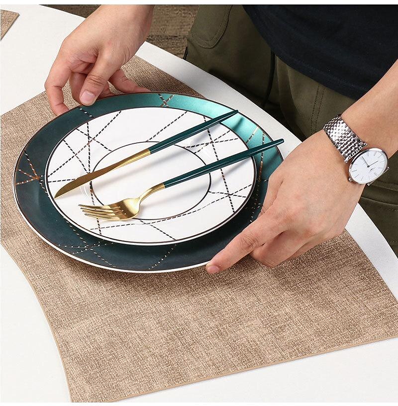 Manteles individuales de piel sintética para mesa redonda, 1 unidad, manteles individuales con forma de cuña, manteles redondos resistentes al calor para mesa de comedor, manteles impermeables de PU 2025 - $7.99 –P6