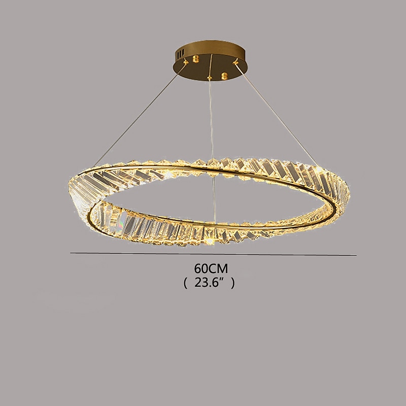 Lámparas colgantes led circle diseño redondo 60/80 cm montaje empotrado 1 luz anillo regulable aluminio acabados pintados lujoso estilo moderno comedor dormitorio lámparas colgantes 2025 - $603.59 –P7