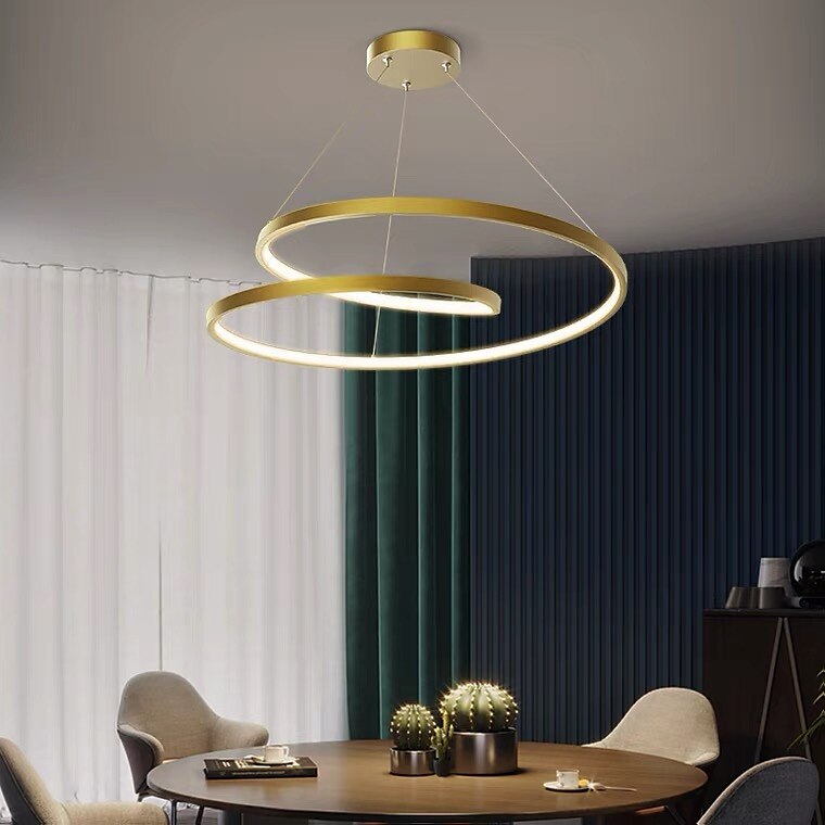 led pendentif lumière anneau cercle desig 24.1" 1 lumière anneau cercle conception dimmable aluminium peint finitions luxueux style moderne salle à manger chambre lampes suspendues en cristal de 2025 ? $449.99 –P6