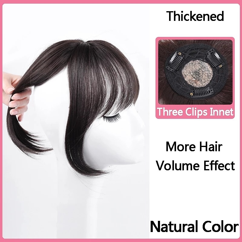 1PC Women's Girls' Wigs Natural Fringe Front Neat Straight Temple True Hair Clip Slender Straight Air Extension Bangs the Everyday Top Hair Accessory for Women with Thin Hair Natural 2026 - $6.99 –P4