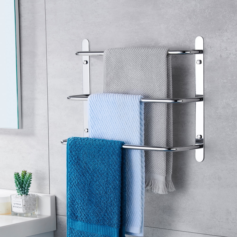 Bathroom Towel Bar Multilayer Bathroom Shelf Contemporary Polished Stainless Steel Bathroom 3-tier Towel Bar Wall Mounted 45/60 cm 2025 - $60.99 –P13