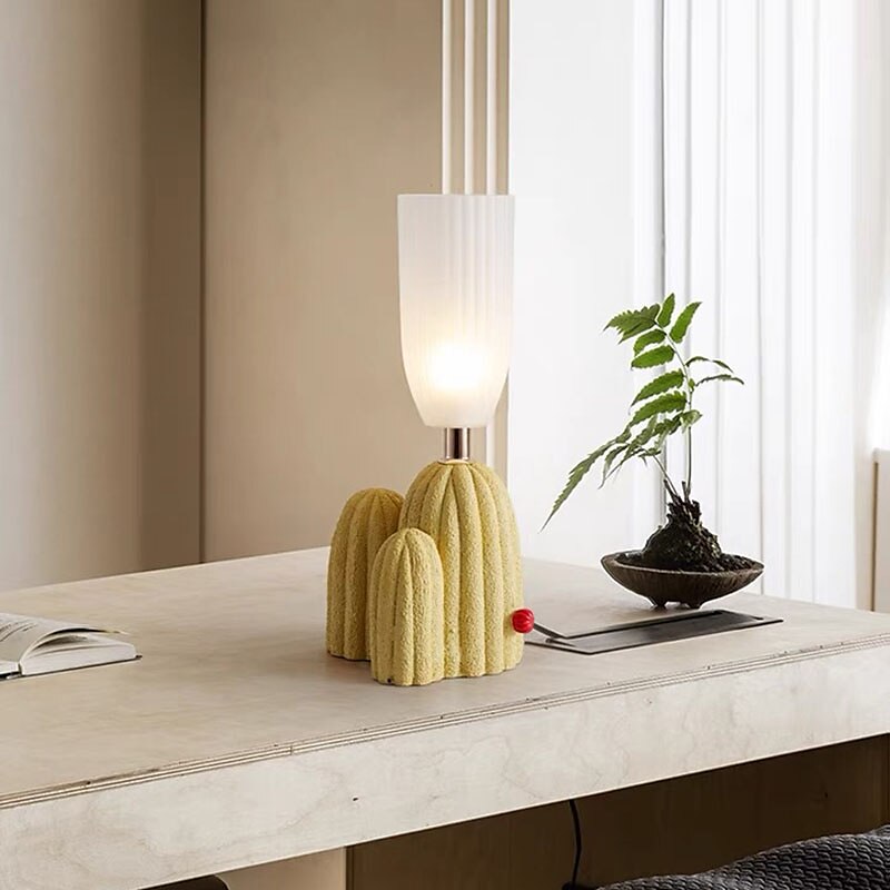Table Lamp Cactus Green White Resin Clear Glass Desk Light Bedroom Bedside lamp Home Decor Lighting Fixtures 2025 - $291.99 –P8