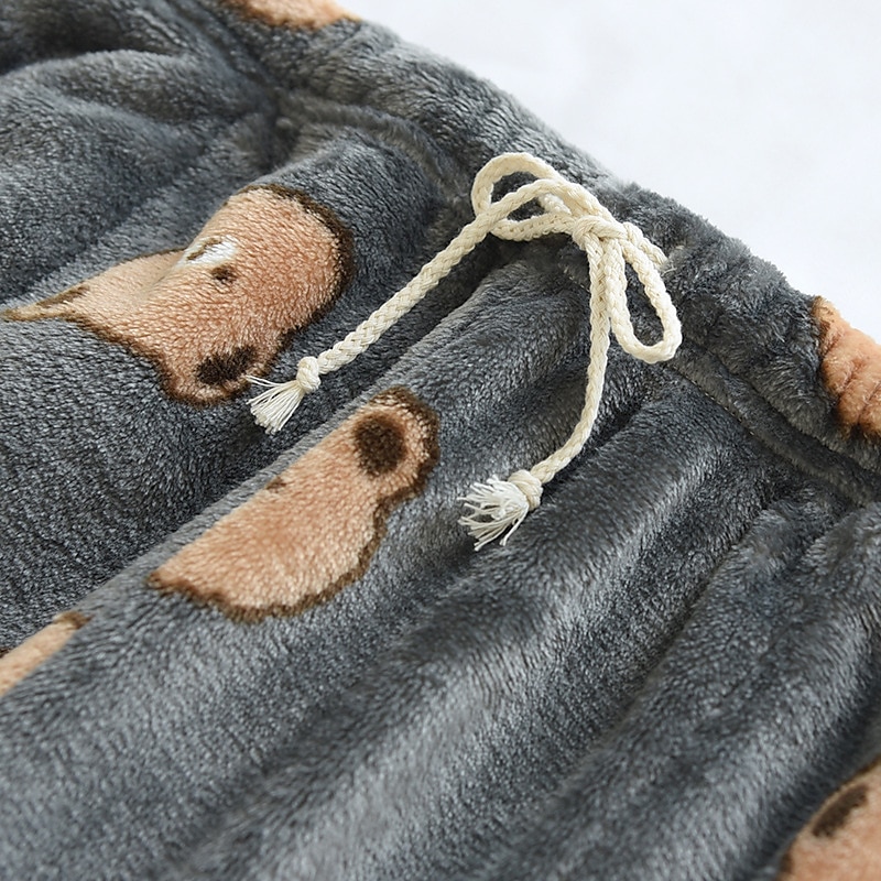 Men's Loungewear Flannel Pajama Pants Lounge Pants Bear Simple Plush Home Daily Flannel Breathable Long Pant Pant Elastic Waist Winter Dark Gray 2025 - $20.99 –P3