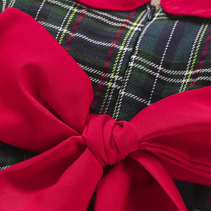 Batole Dívčí Šaty Pléd Emodži Dlouhý rukáv Výkon Výročí Kapsy Roztomilý Rozkošný Polyester Šaty na párty Áčkové šaty Podzim Zima 3-7 let 4-7 let Rubínově červená 2025 - $29.99 –P8