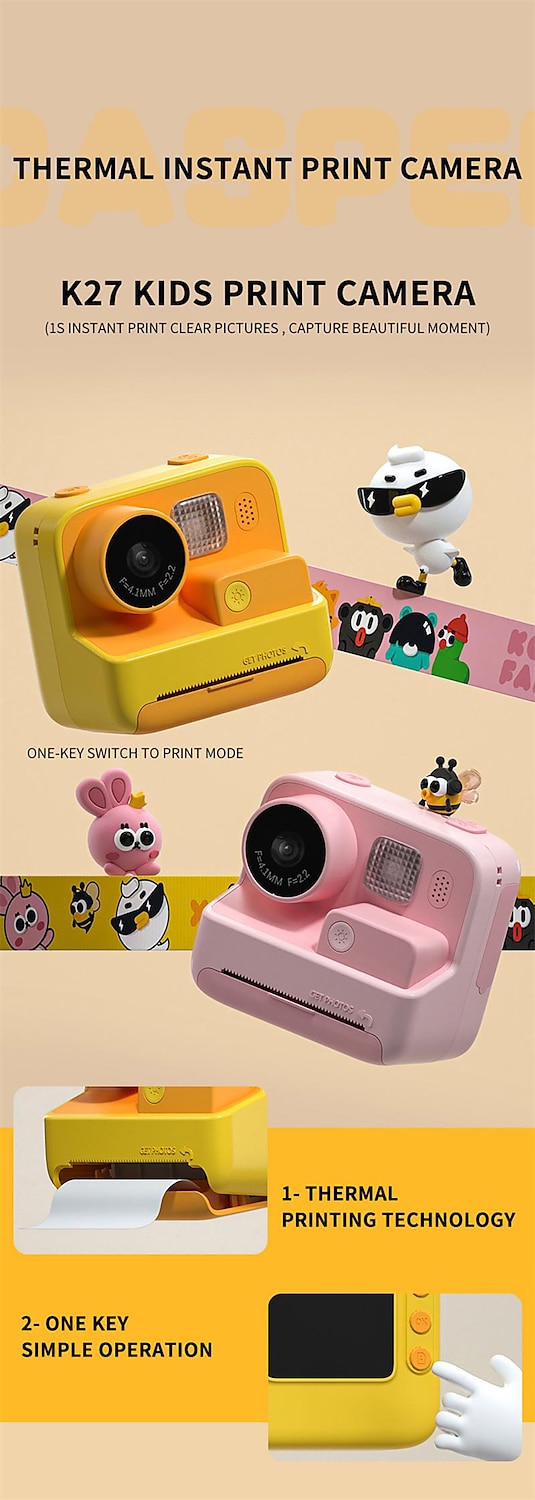 Instant Print Camera Thermische Afdruk Camera 1080P HD Digitale Camera Met 3 Rollen Afdrukpapier Video Foto Speelgoed Jongens Meisjes Valentijnsdag Cadeau 2026 - $92.99 –P3