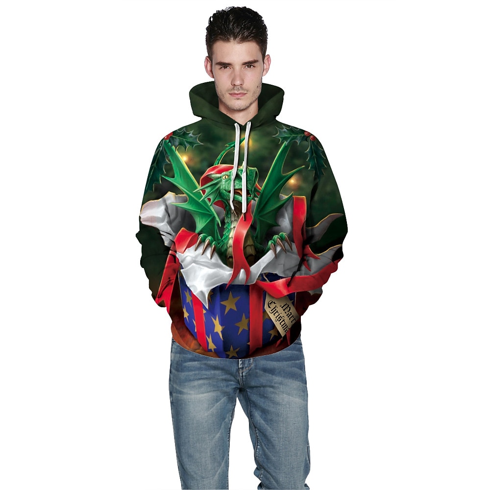 Dinosaurio Suéter de navidad Sudadera Pullover Sudadera con capucha navideña divertida Impresión 3D Hombre Mujer Navidad Carnaval Mascarada Nochebuena Navidad Adultos Fiesta Navidad Cima 2025 - $29.99 –P17