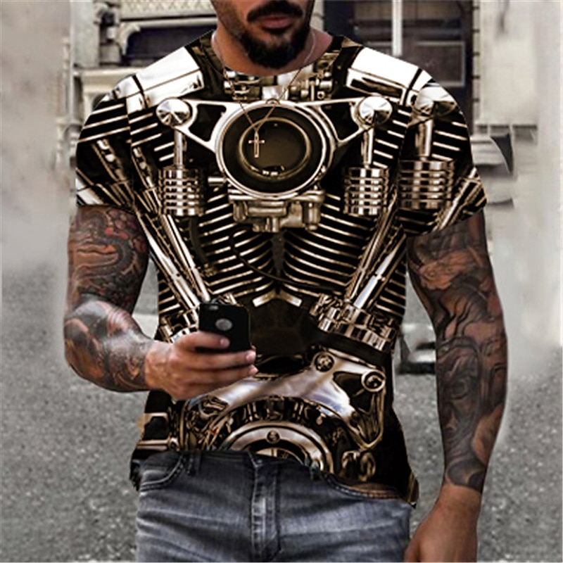 Hombre Máquina Moto Camiseta Manga Corta Camiseta Impresión 3D Escote Redondo Camisa Deportes Moda Design Exterior Vacaciones Calle Negro Rojo Azul Piscina Verano Ropa S M L XL XXL XXXL 4XL 2026 - €15.99 –P5
