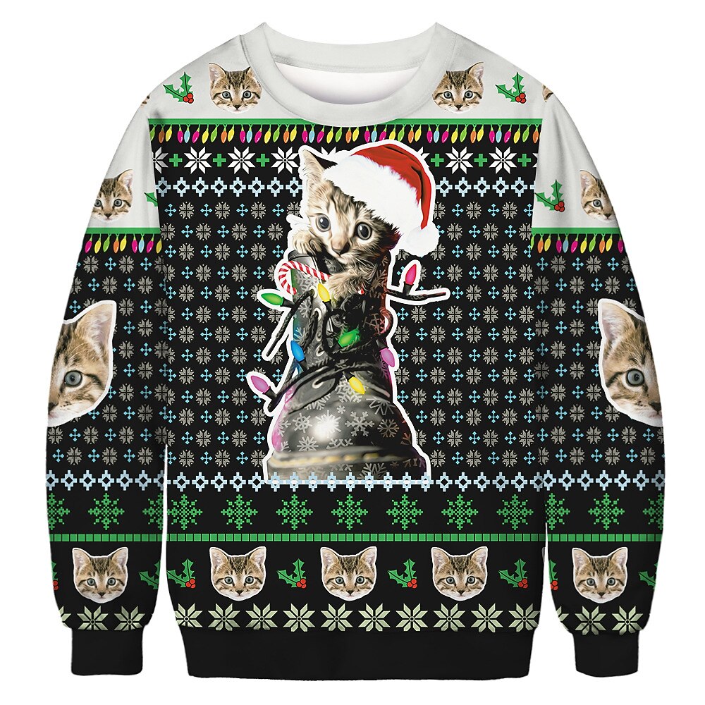 Papá Noel Gato Hombre de pan de jengibre Suéter de navidad Sudadera Hombre Mujer Navidad Navidad Carnaval Mascarada Nochebuena Adultos Fiesta Navidad Poliéster Cima 2025 - $24.99 –P15