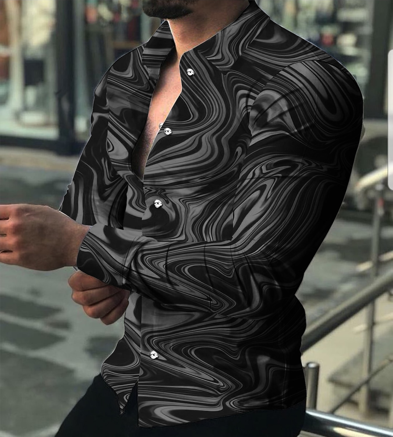 Bărbați Gradiant Model Geometric Cămașă Camașă cu nasturi Manșon Lung Modă Designer Casual În aer liber Concediu Vară Primăvară Răsfrânt Imprimeu Buton în jos Roșu-aprins Albastru piscină Mov Deschis 2025 - $26.99 –P5