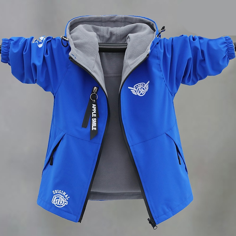 Bambino Da ragazzo Giacca con cappuccio Capispalla Tinta unica Alfabetico Manica lunga Cappotto Esterno Cotone Fantastico Giornaliero Verde Nero Blu Inverno Autunno 7-13 anni del 2025 a $40.99 –P1