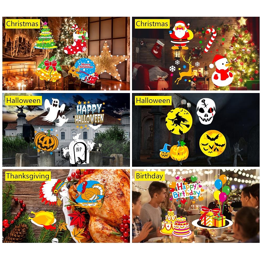 Christmas Projector Waterproof Remote Control 16 Patterns High-definition Projection Effects Indoor and Outdoor Festival Garden Decorative Lights Low Voltage Safety 2025 - $32.99 –P16