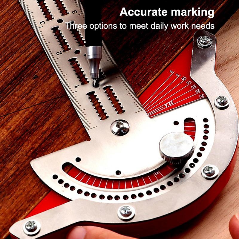 Woodworker Edge Rule Stainless Steel Square Edge Ruler Woodworking Compass And Protractor Set, Multi-function Angle Measure Tool With Wall Hanging Storage Rack 2024 - $15.99 –P13