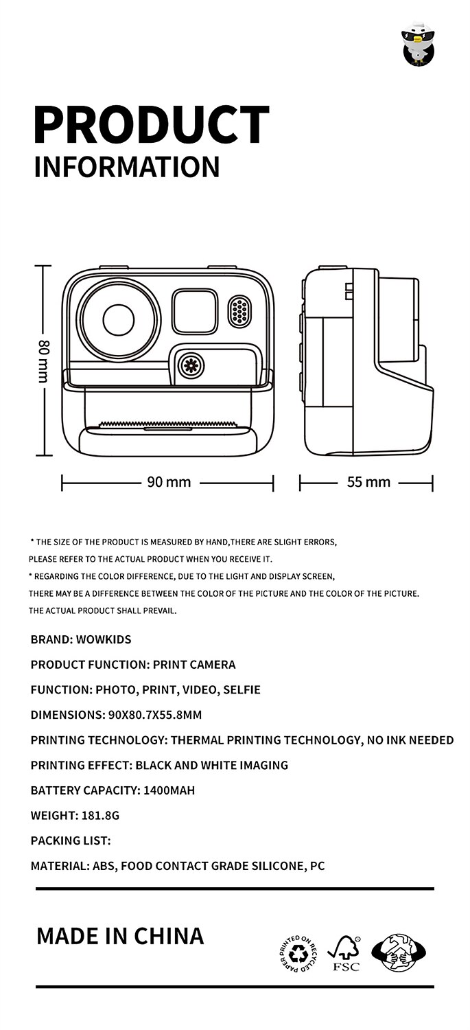 Kids Instant Print Camera Thermal Printing Camera 1080P HD Digital Camera  With 3 Rolls Print Paper Video Photo for Children Toys Boy Girls Christmas  Gift 2024 - $44.99