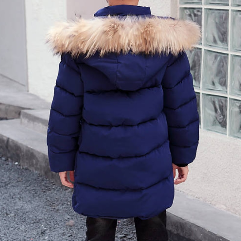 Barn Pojkar Ner Hoodiejacka Pufferjacka Ytterkläder Ensfärgat Långärmad Ficka Täcka Utomhus Häftig Dagligen Svart Kaki Höst Vinter 7-13 år 2025 - $34.99 –P4