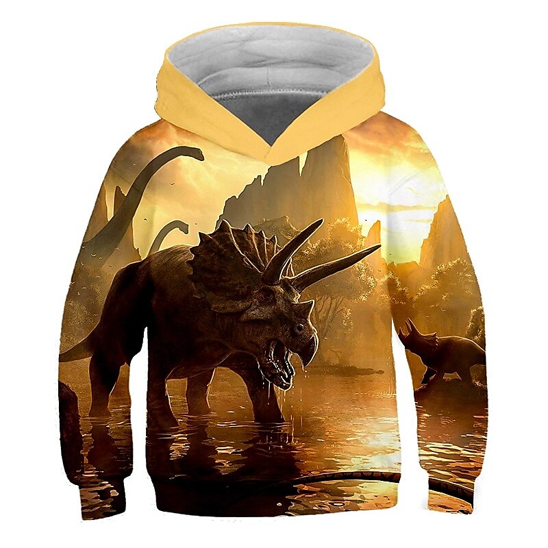 Kids Boys Girls Hoodie Pullover Cat Dinosaur Animal 3D Print Long Sleeve Kid Top Casual 2-12 Years Winter White Red Blue 2025 - $18.99 –P2