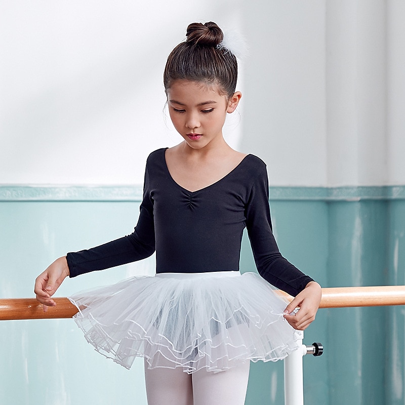 Детская одежда для танцев Балет Юбки Чистый цвет Планка Тюль Девочки Выступление Учебный Длинный рукав Завышенная талия Смесь хлопка Тюль 2026 - $26.99 –P1