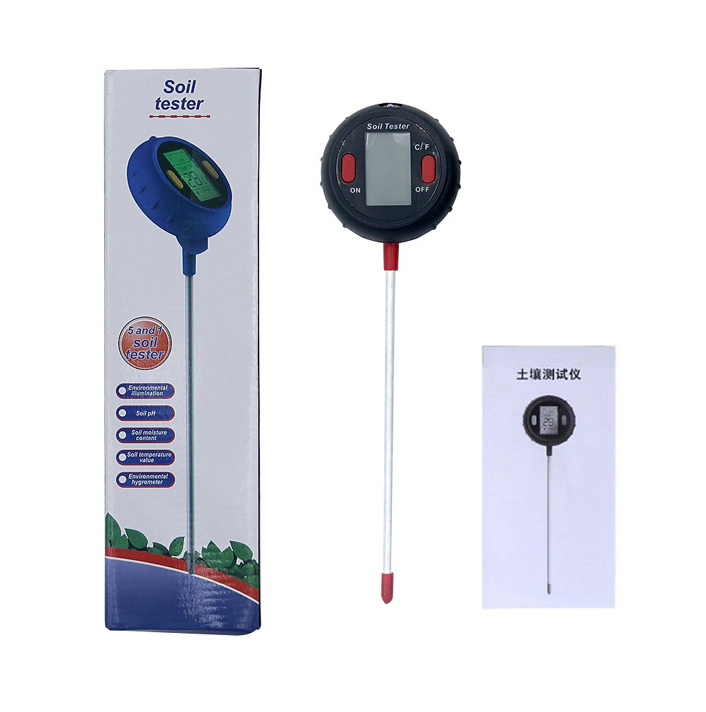 5 in1 Soil Tester, Soil Moisture Meter, Plant Water Monitor, PH Meter, Humidity Temperature Sunlight Environment Hygrometer Tester, Gardening Lawn