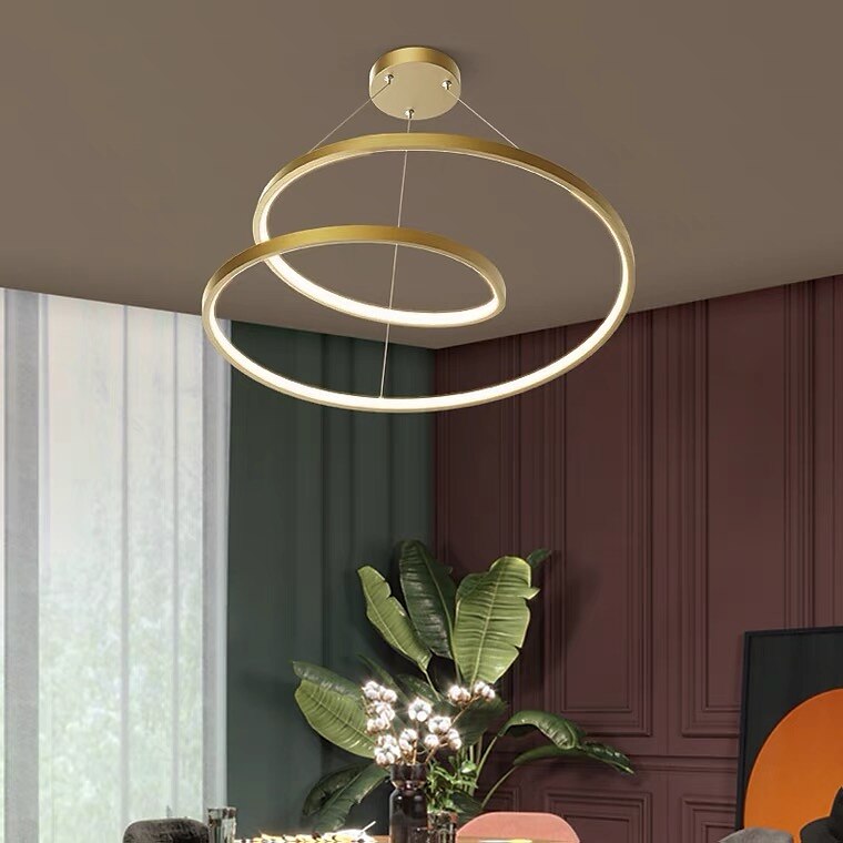 led pendentif lumière anneau cercle desig 24.1" 1 lumière anneau cercle conception dimmable aluminium peint finitions luxueux style moderne salle à manger chambre lampes suspendues en cristal de 2025 ? $449.99 –P3
