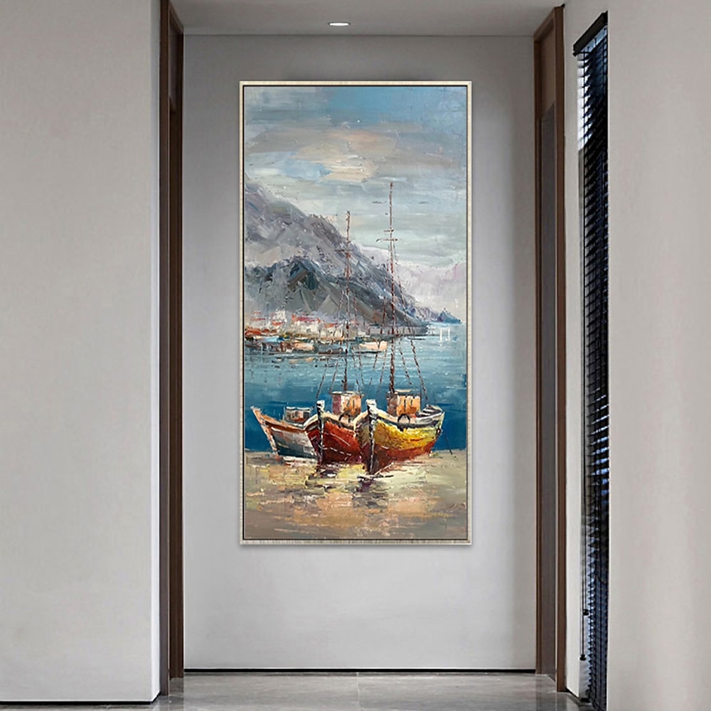 Mintura main bateau paysage peintures à l'huile sur toile mur art décoration moderne abstrait image pour la décoration intérieure roulé sans cadre non étiré peinture de 2025 ? $77.99 –P3