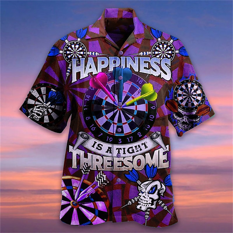 Men's Darts Shirt Summer Hawaiian Shirt Aloha Shirt Short Sleeve Shirt Turndown Fashion Designer Casual Street Daily Holiday Black Red Blue 3D Print S M L 2025 - €26.99 –P6