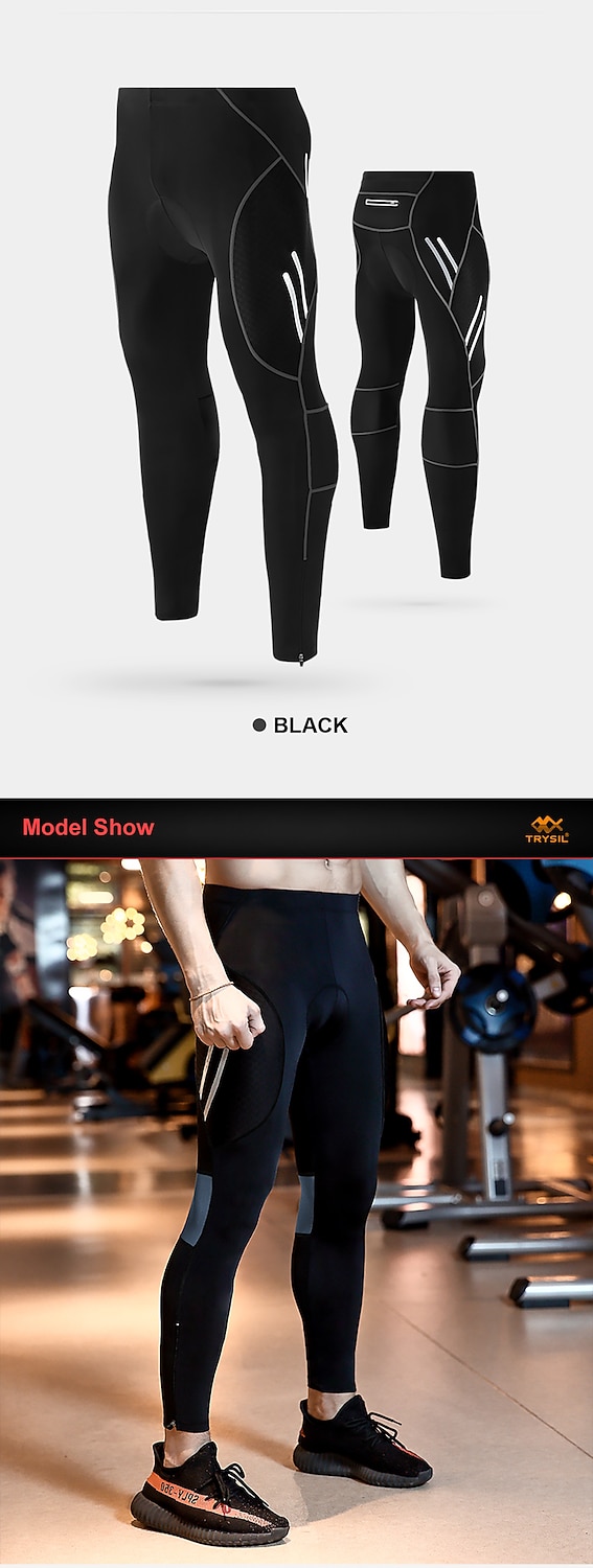 TRYSIL Men's Cycling Tights Bike Pants / Trousers Padded Shorts / Chamois Mountain Bike MTB Road Bike Cycling Sports Moisture Permeability Stretch Lightweight Back Pocket Navy Black Spandex Clothing 2026 - $34.99 –P11