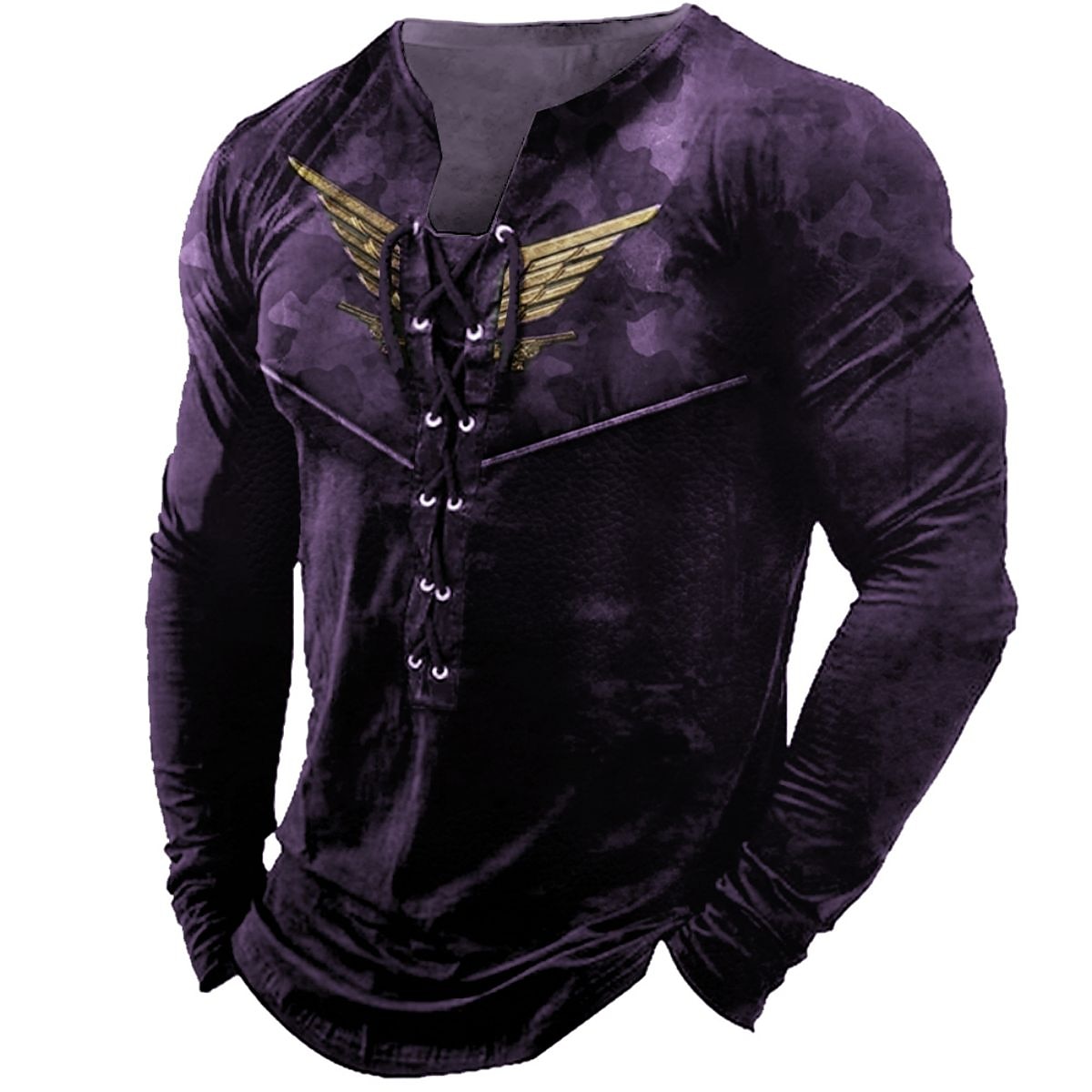 Voor heren Grafisch Geometrisch T-shirt T-shirts Lange mouw Overhemd Kraag Buiten Straat 3D-afdrukken Zwart Rood blauw Donkergroen Paars Veters Afdrukken Kleding Ontwerper Basic Klassiek Casual 2025 - $20.99 –P5