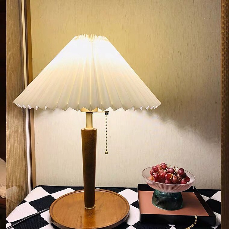 Table Lamp with Cloth Shade and Brass Lamp Head Living Room Bedroom, Pull Switch Table Lamp, Pull Switch Table Lamp, 5W Wood Bedside Nightstand Lamp 110-240V 2025 - $237.29 –P6