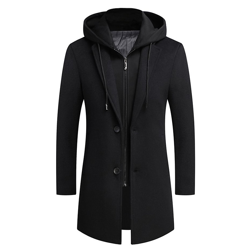 Homens Casaco de inverno Casaco de lã Casaco Roupa Diária Para Noite Inverno Lã Térmico / Quente Lavável agasalhos Roupa Moda Aquecimento Cor Sólida Capuz removível Com Capuz Não Trespassado de 2026 por $110.99 –P2