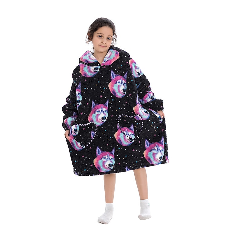 Carnival Character Oversized Hoodie Blanket Wearable Blanket With Pocket Shark Cat Dinosaur Onesie Pajamas Kigurumi Pajamas For Kid's Adults' Men and Women Boys and Girls Carnival Masquerade Cartoon 2026 - $41.99 –P10