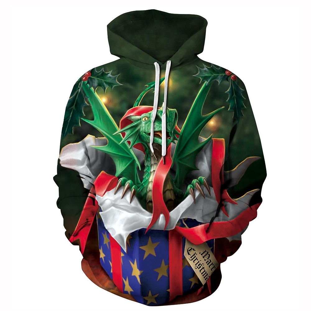 Dinosaurio Suéter de navidad Sudadera Pullover Sudadera con capucha navideña divertida Impresión 3D Hombre Mujer Navidad Carnaval Mascarada Nochebuena Navidad Adultos Fiesta Navidad Cima 2025 - $29.99 –P15