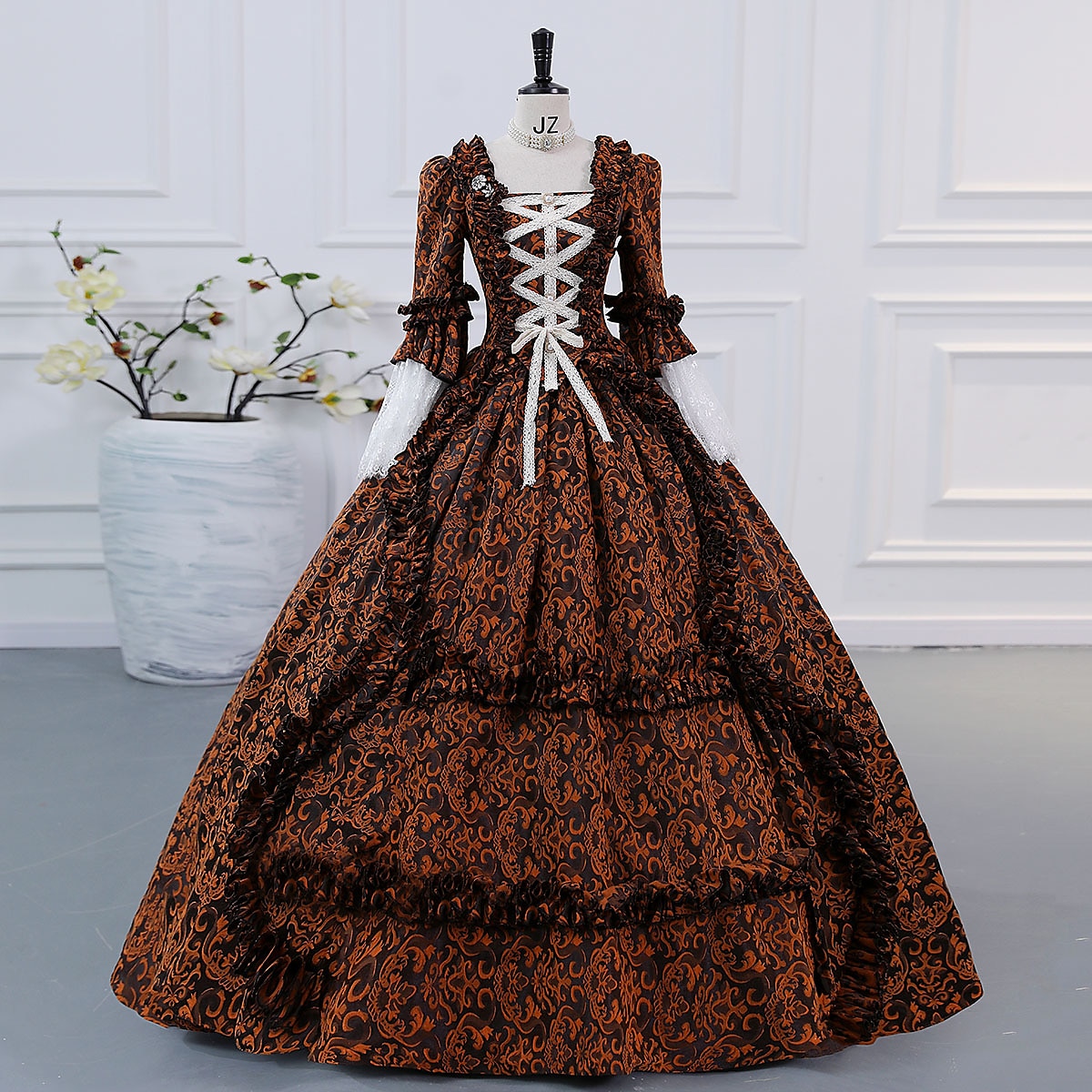 Cinderella Vintage Princess Colonial Period Dress All Costume Victorian Rococo Vintage Cosplay Performance Party Halloween 3/4-Length Sleeve Halloween 2025 - $166.99 –P11