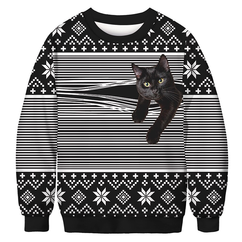 Papá Noel Gato Hombre de pan de jengibre Suéter de navidad Sudadera Hombre Mujer Navidad Navidad Carnaval Mascarada Nochebuena Adultos Fiesta Navidad Poliéster Cima 2025 - $24.99 –P1