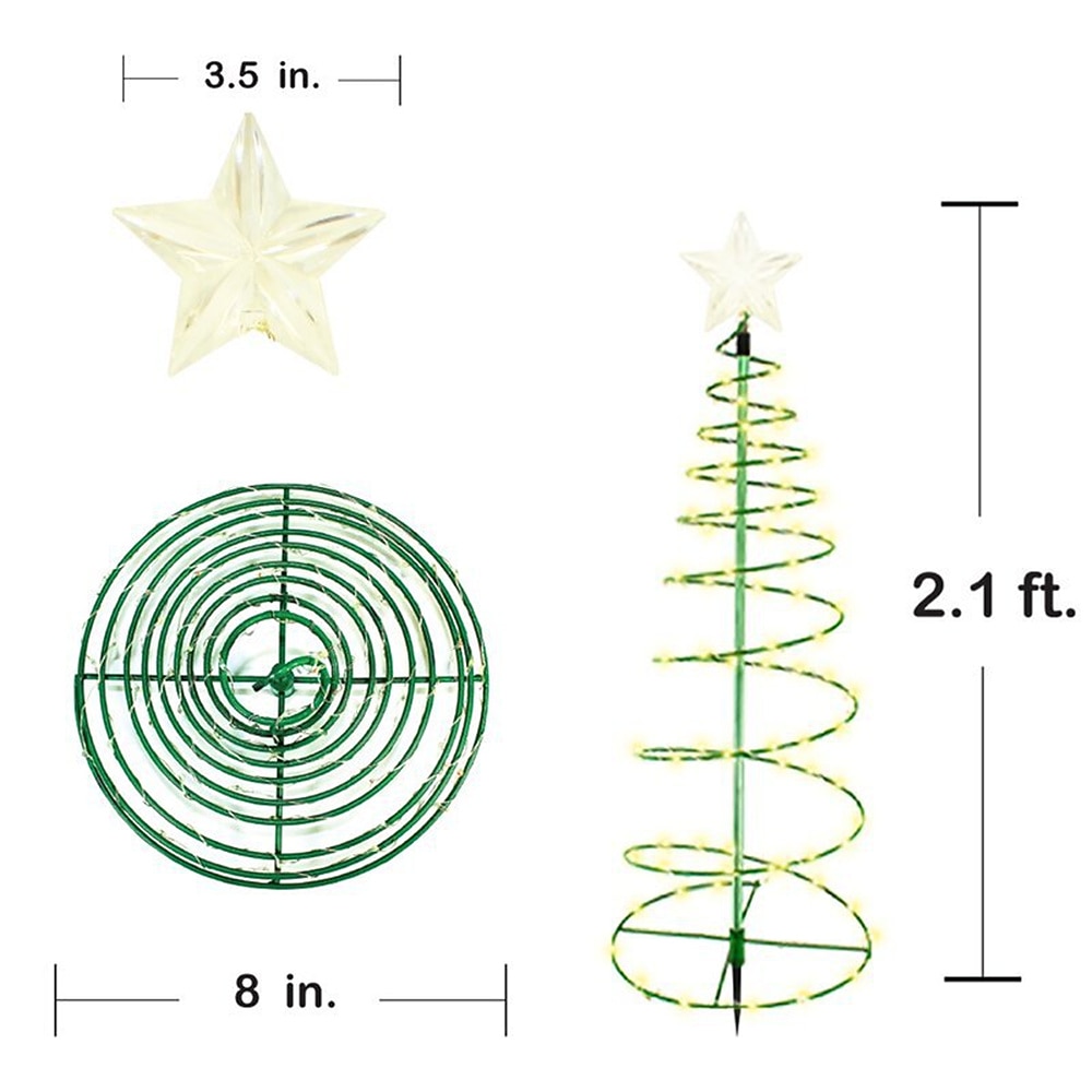 albero di natale con luci luci di via all'aperto solare 50 led luci di palo a led lampade a stringa giardino esterno albero di natale in metallo 6 m / 19,7 pollici del 2025 a $19.99 –P3