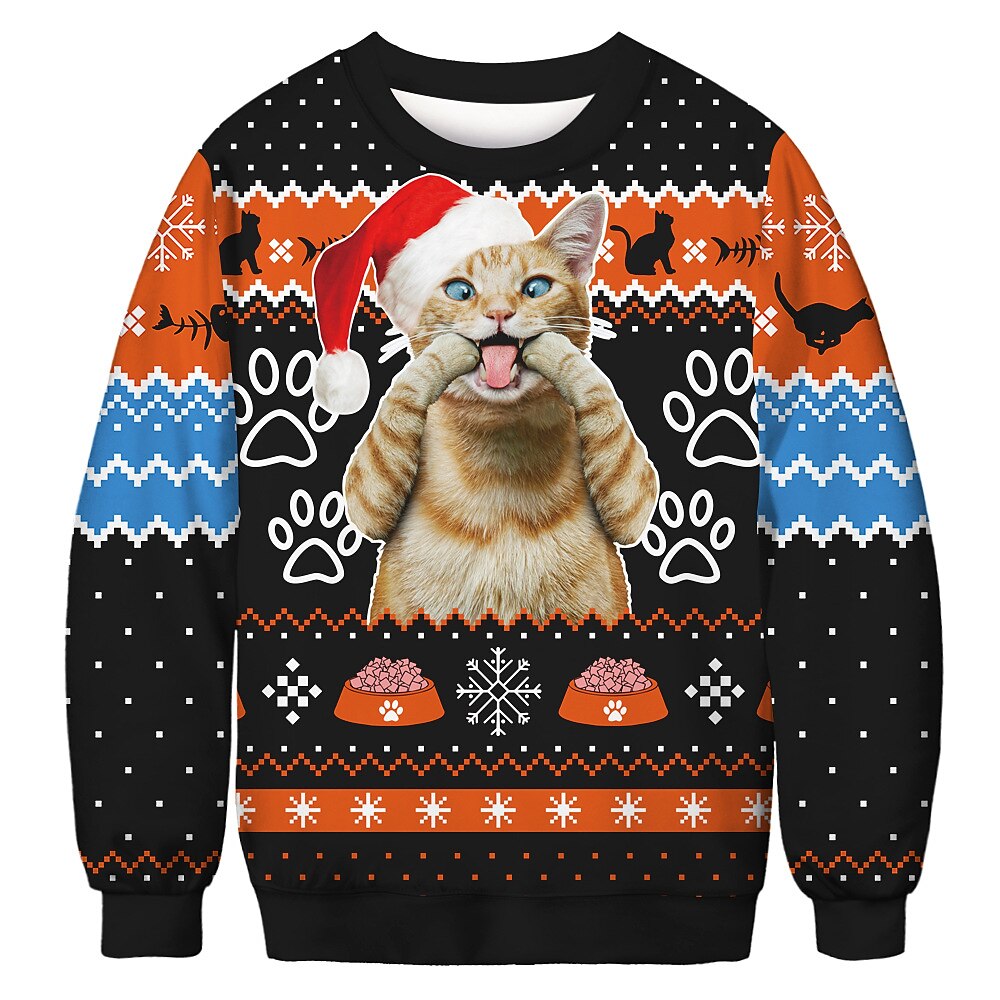Papá Noel Gato Hombre de pan de jengibre Suéter de navidad Sudadera Hombre Mujer Navidad Navidad Carnaval Mascarada Nochebuena Adultos Fiesta Navidad Poliéster Cima 2025 - $24.99 –P17