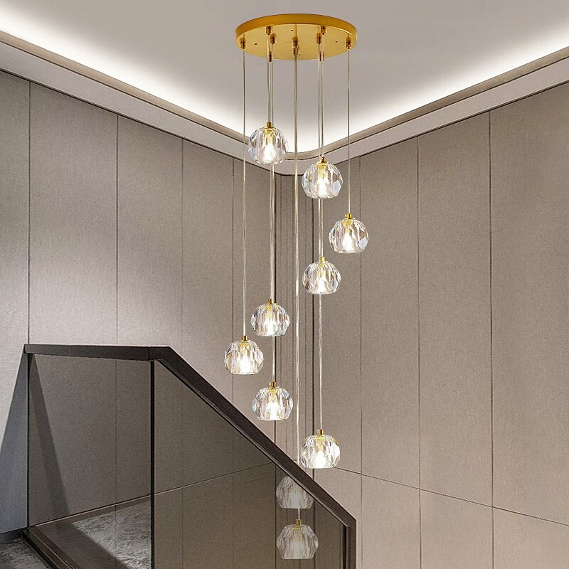 csillár led kristály 10 fényű 35 cm-es süllyesztett lámpák csigalépcső hosszú csillár villa lépcső fény duplex csillár 10-120v / 220-240v /g9 2025 - $447.09 –P2
