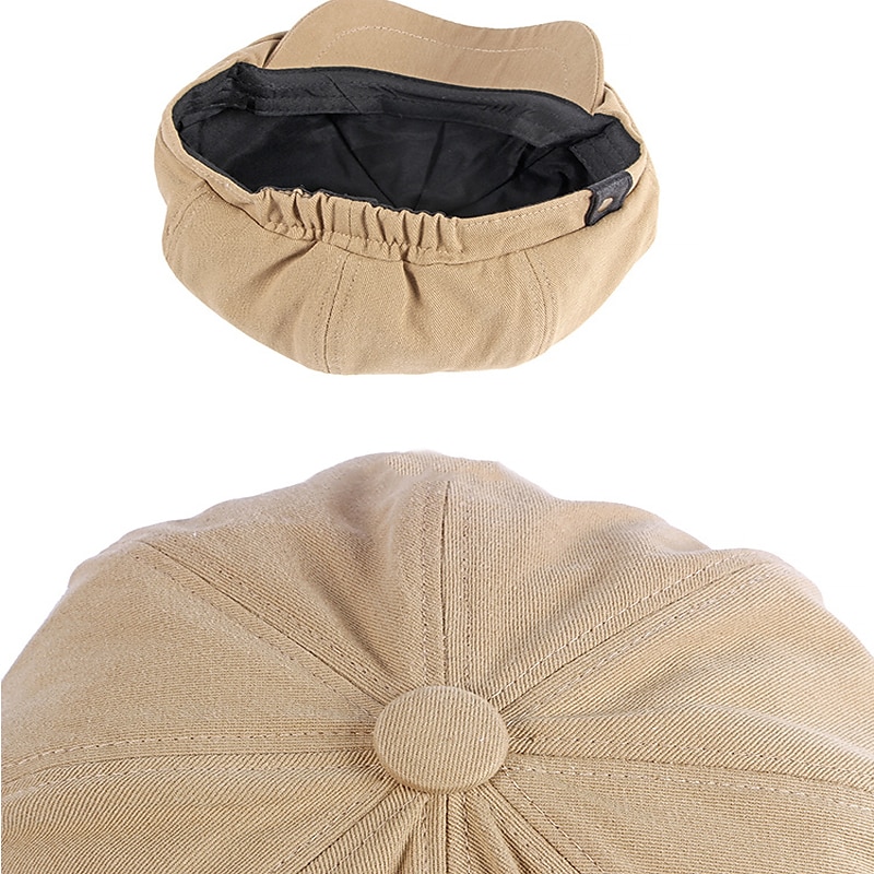 Herr Basker Newsboy-keps Svart Brun Bomull Justerbar spänne Enkel 1920-talets mode Semester Gata Vardag Helgen Ren färg Bärbar Komfort Mode 2025 - $15.49 –P6