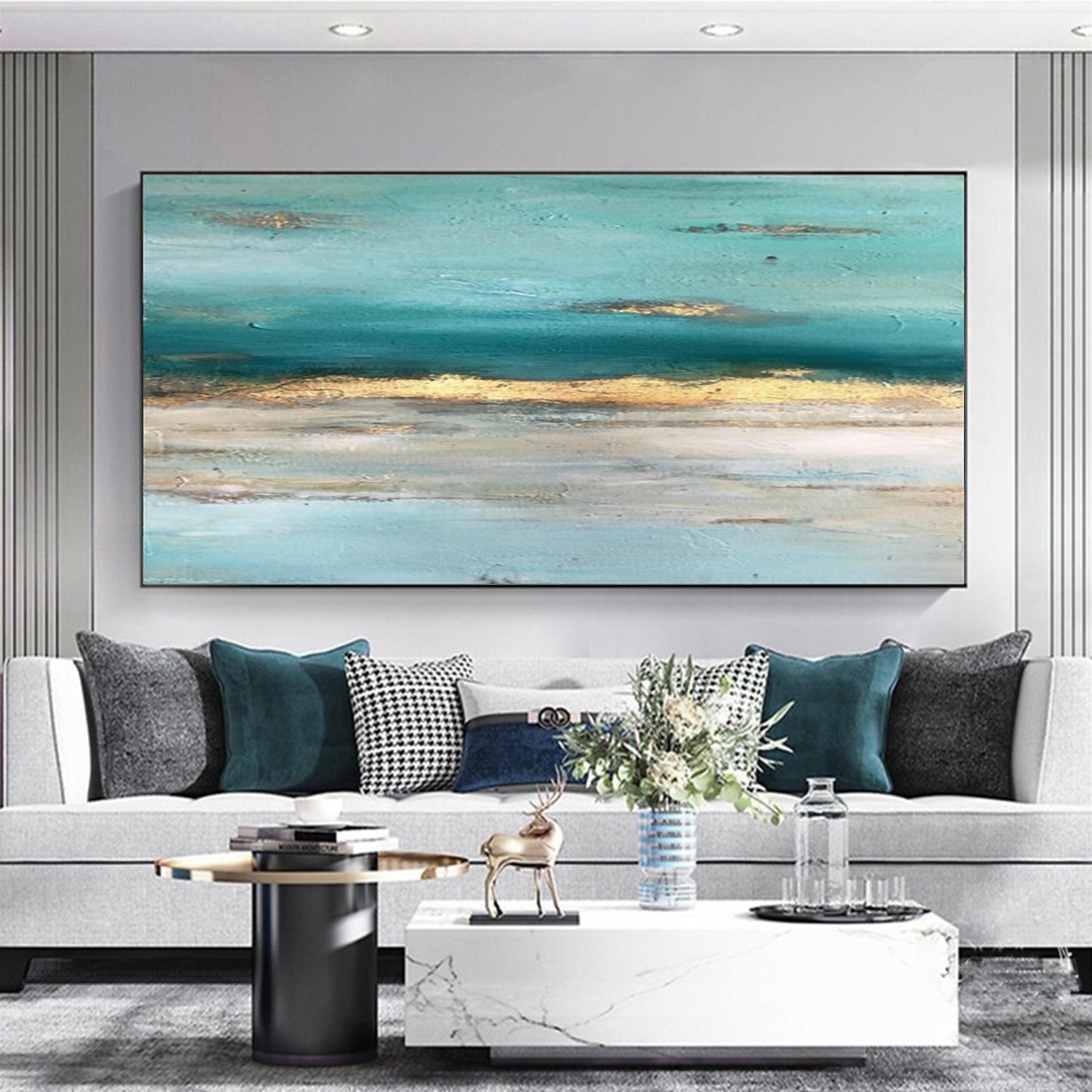 handgjord oljemålning duk väggkonst dekor abstrakt kniv målning sjölandskap grön för heminredning rullad ramlös ramlös ingen sträckmålning 2026 - $70.99 –P4