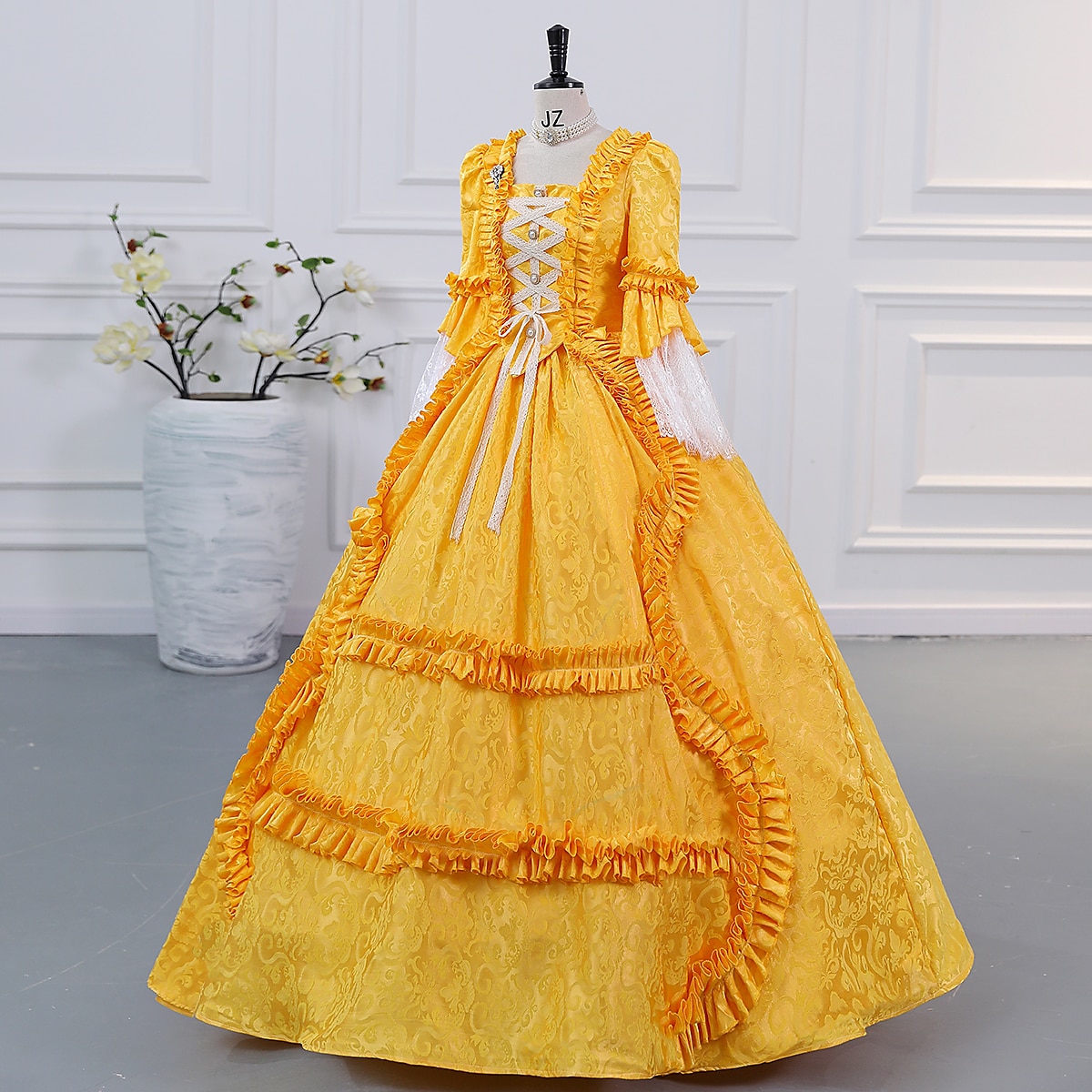 Cinderella Vintage Princess Colonial Period Dress All Costume Victorian Rococo Vintage Cosplay Performance Party Halloween 3/4-Length Sleeve Halloween 2025 - $166.99 –P15