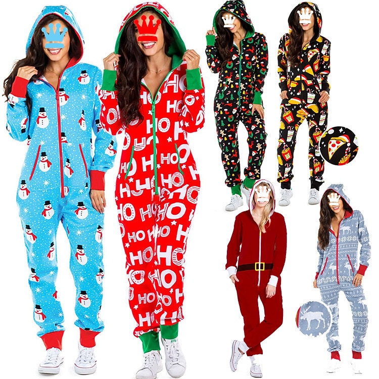 Kerstman Kerst pyjama Onesie pyjamas Dames Kerstmis Volwassenen Kerstmis kerstavond Feest Huiskleding Onesie 2026 - $38.99 –P2