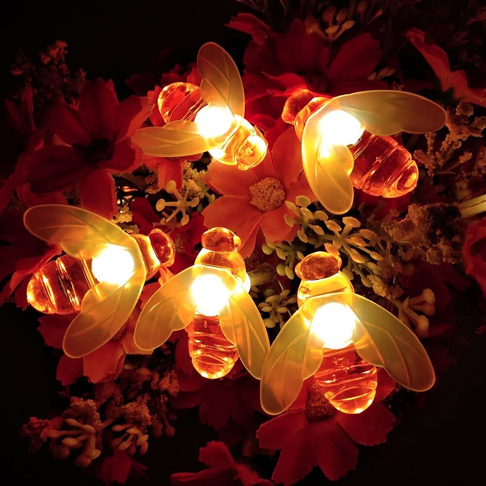 Solarne bee string lights zewnętrzne wodoodporne 12m-100led 7m-50led 6.5m-30led 8 trybów oświetlenie oświetlenie ogrodowe dekoracje świąteczne przyjęcie świąteczne drzewo ogrodowe dekoracja patio 2025 - $46.99 –P6