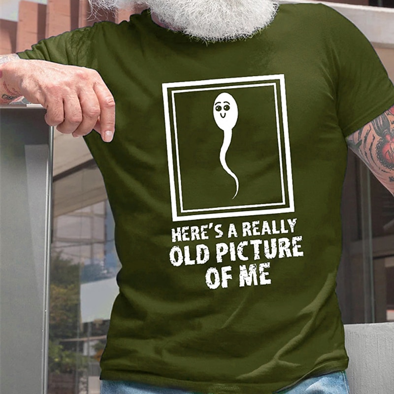Funny Men's Graphic T-Shirt - 'Here's A Really Old Picture Of Me' Sperm Cell Humor Tee 2025 - $15.99 -P7