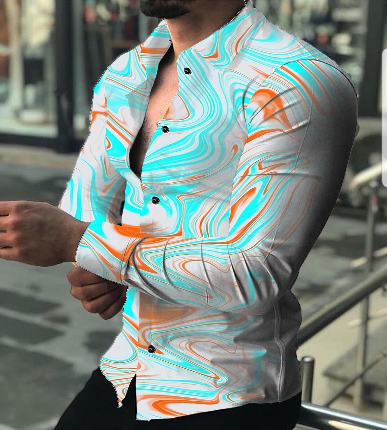 Bărbați Gradiant Model Geometric Cămașă Camașă cu nasturi Manșon Lung Modă Designer Casual În aer liber Concediu Vară Primăvară Răsfrânt Imprimeu Buton în jos Roșu-aprins Albastru piscină Mov Deschis 2025 - $26.99 –P3