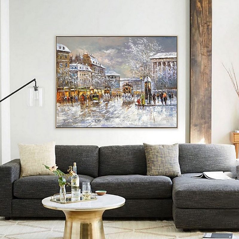 Pittura A Olio Fatta A Mano Su Tela Decorazione Della Parete Di Arte Decorazione Natalizia Edificio D'epoca Scena Di Strada Per La Decorazione Domestica Pittura Arrotolata Senza Cornice Non Allungata del 2026 a $128.99 –P8