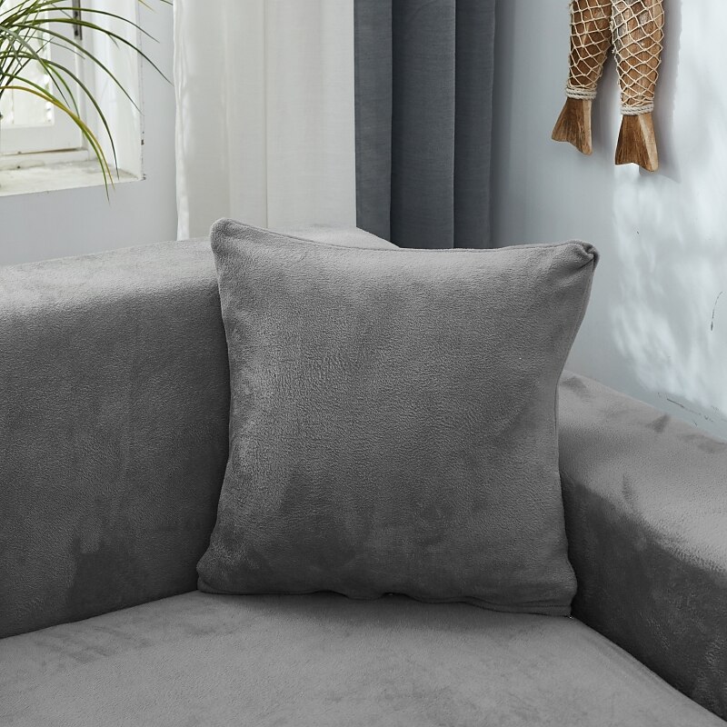 capa de sofá elástica espessa de pelúcia elástica sofá secional poltrona loveseat 4 ou 3 lugares em forma de l cinza macio durável lavável de 2025 por $51.99 –P7