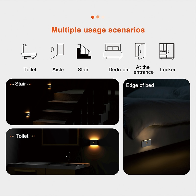 led nachtverlichting bewegingssensor usb oplaadbare koppeling inductie draadloos nachtlampje keukenkast gang nachtlampje voor slaapkamer thuis trap doorgang verlichting 2025 - $10.99 -P14
