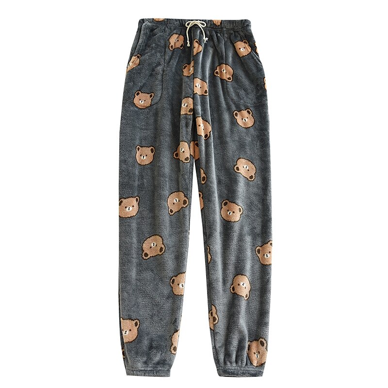 Men's Loungewear Flannel Pajama Pants Lounge Pants Bear Simple Plush Home Daily Flannel Breathable Long Pant Pant Elastic Waist Winter Dark Gray 2025 - $20.99 –P1